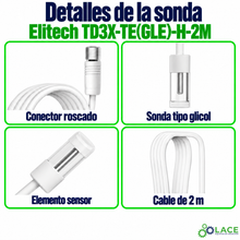 Sonda externa de temperatura tipo glicol para Data Logger Elitech TD3X-TE(GLE)-H-2M (-40 °C a 85°C)