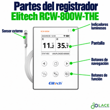 Registrador inalámbrico de temperatura y humedad Elitech RCW-800W-THE (-40 a 80 °C / 0 a 100 %HR)