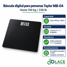 Báscula digital para personas Taylor MB-04 – Hasta 150 kg / 330 lb