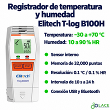 Registrador de Temperatura y Humedad Elitech T-log B100H -30°C a 70°C 0-100%HR