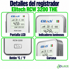 Data Logger Elitech RCW 3200 THE Registrador de Datos de Sensor Inalámbrico (-20 a 50 °C (interno) / -40 a 85 °C (externo) 0 a 99 %RH)