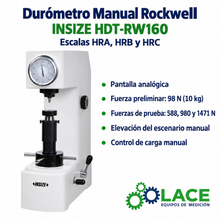Durómetro Manual Rockwell Insize HDT-RW160 (Escalas HRA, HRB, HRC)