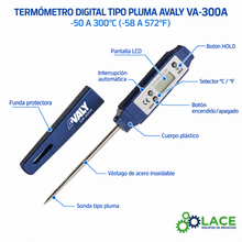 Termómetro Digital Tipo Pluma Avaly VA-300A -50 a 300°C (-58 a 572°F)