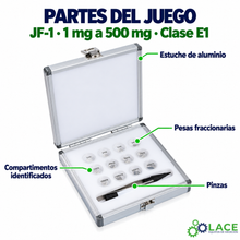 Juego de pesas en acero inoxidable no magnético JF-1 LACE de 1 mg a 500 mg clase E1
