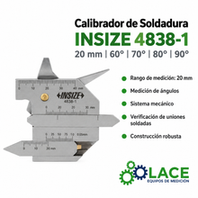 Calibrador de Soldadura Insize 4838-1 20 mm 60° 70° 80° 90°
