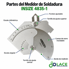 Medidor de Soldadura Insize 4835-1   0-25 mm 0-60° Acero Inoxidable