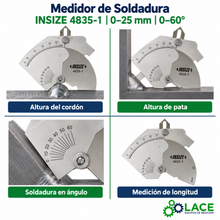 Medidor de Soldadura Insize 4835-1   0-25 mm 0-60° Acero Inoxidable