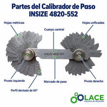 Calibrador De Paso (Métrico 60° Y Unificado 60°) Insize 4820-552