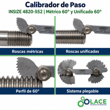 Calibrador De Paso (Métrico 60° Y Unificado 60°) Insize 4820-552