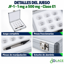Juego de pesas en acero inoxidable no magnético JF-1 LACE de 1 mg a 500 mg clase E1