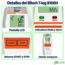 Registrador de Temperatura y Humedad Elitech T-log B100H -30°C a 70°C 0-100%HR