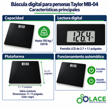 Báscula digital para personas Taylor MB-04 – Hasta 150 kg / 330 lb