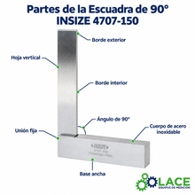 Escuadra de 90° Insize 4707-150  150x100 mm Acero Inoxidable
