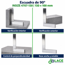 Escuadra de 90° Insize 4707-150  150x100 mm Acero Inoxidable