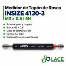 Medidor De Tapón De Rosca 6H, Pasa Y No Pasa, ISO 1502 Insize 4130-3 M3x0.5