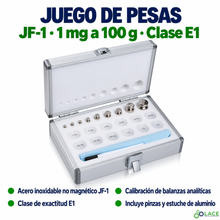 Juego de pesas en acero inoxidable no magnético JF-1 LACE de 1 mg a 100 g clase E1