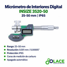 Micrómetro de Interiores Digital Insize 3520-50   25-50 mm IP65