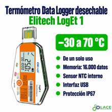 Termómetro Data Logger desechable Elitech LogEt 1 -30°C ~70°C