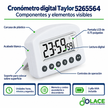 Cronómetro digital Taylor 5265564 – Hasta 23 horas, 59 minutos y 59 segundos