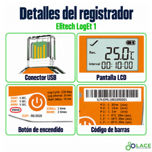 Termómetro Data Logger desechable Elitech LogEt 1 -30°C ~70°C