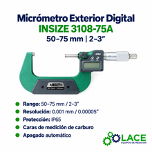 Micrómetro Exterior Digital Insize 3108-75A  50 – 75 mm (2 – 3")
