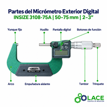 Micrómetro Exterior Digital Insize 3108-75A  50 – 75 mm (2 – 3")