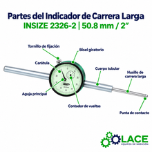 Indicador de Carátula de Carrera Larga Insize 2326-2   50.8 mm / 2"