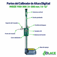 Calibrador de Altura Digital Insize 1150-300   0-300 mm / 0-12"
