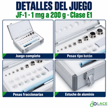 Juego de pesas en acero inoxidable no magnético JF-1 LACE de 1 mg a 200 g clase E1