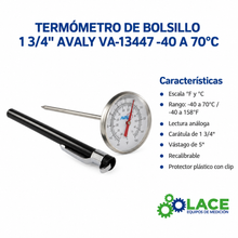 Termómetro de Bolsillo 1 3/4" Avaly VA-13447 -40 a 70°C