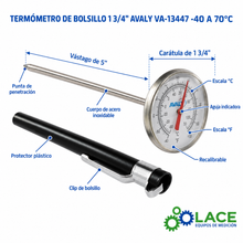 Termómetro de Bolsillo 1 3/4" Avaly VA-13447 -40 a 70°C