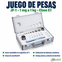 Juego de pesas en acero inoxidable no magnético JF-1 LACE de 1 mg a 1 kg clase E1