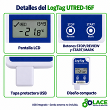 Termómetro DataLogger LogTag UTRED-16F -40 °C a +99 °C