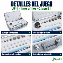 Juego de pesas en acero inoxidable no magnético JF-1 LACE de 1 mg a 1 kg clase E1