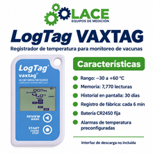 Termómetro DataLogger LogTag VAXTAG -30 °C a +60 °C