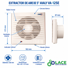 Extractor de Aire de 5 Avaly VA-125E