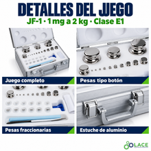 Juego de pesas en acero inoxidable no magnético JF-1 LACE  de 1 mg a 2 kg clase E1