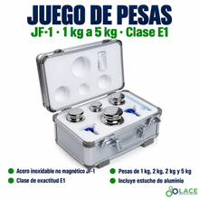 Juego de pesas en acero inoxidable no magnético JF-1 LACE de 1 kg a 5 kg clase E1