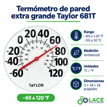 Termómetro de pared extra grande, Taylor 681T -60 a 120 °F