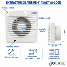 Extractor de Aire de 4" Avaly VA-100E