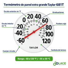 Termómetro de pared extra grande, Taylor 681T -60 a 120 °F