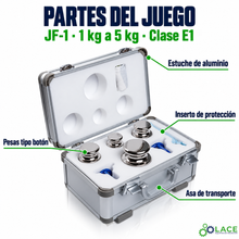 Juego de pesas en acero inoxidable no magnético JF-1 LACE de 1 kg a 5 kg clase E1