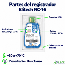Registrador de temperatura desechable Data Logger Elitech RC-16 -30°C a 70°C