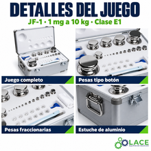 Juego de pesas en acero inoxidable no magnético JF-1 LACE de 1 mg a 10 kg clase E1