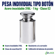 Pesa individual tipo botón en acero inoxidable 316L LACE de 1 kg clase E2