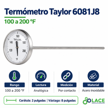 Termómetro Taylor 6081J8 100 a 200 °F