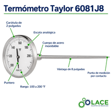 Termómetro Taylor 6081J8 100 a 200 °F