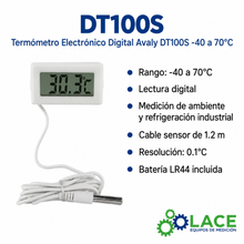 Termómetro Electrónico Digital Avaly DT100S -40 a 70°C