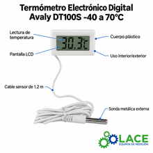 Termómetro Electrónico Digital Avaly DT100S -40 a 70°C