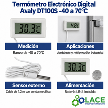 Termómetro Electrónico Digital Avaly DT100S -40 a 70°C